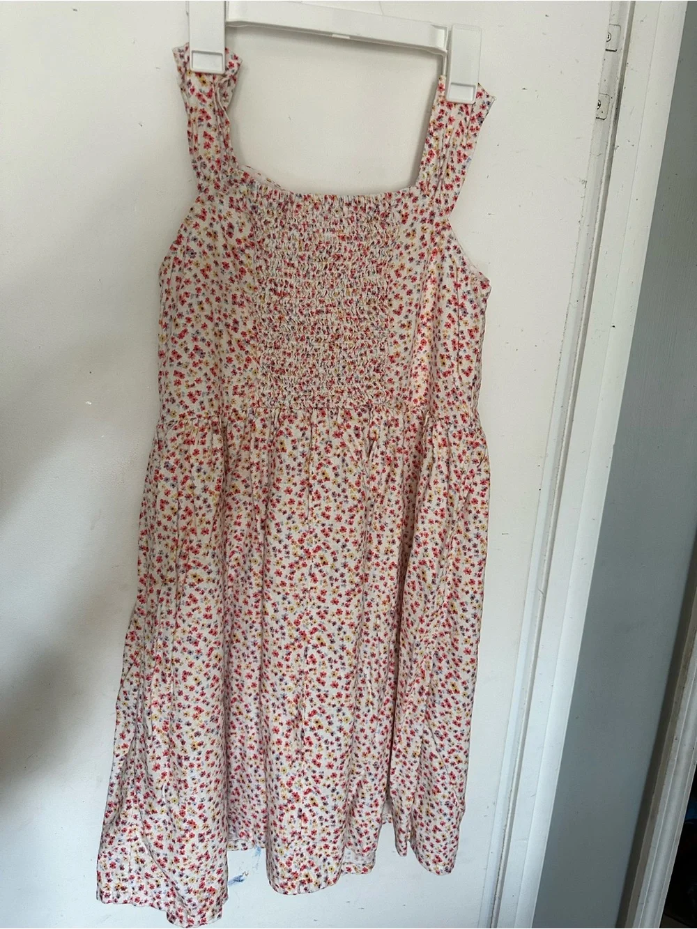 GAP Cream Floral Sundress with Pink and Red Blossoms